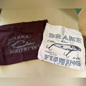 Drake Fishing Lures T-Shirts in White and Dark Red bundle medium